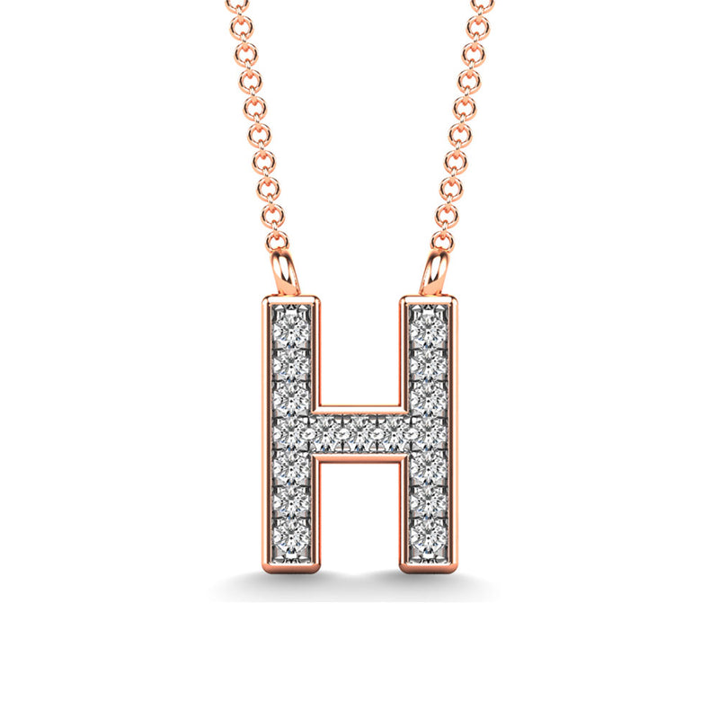 Diamond 1/20 Ct.Tw. Letter H Pendant in 10K Rose Gold""
