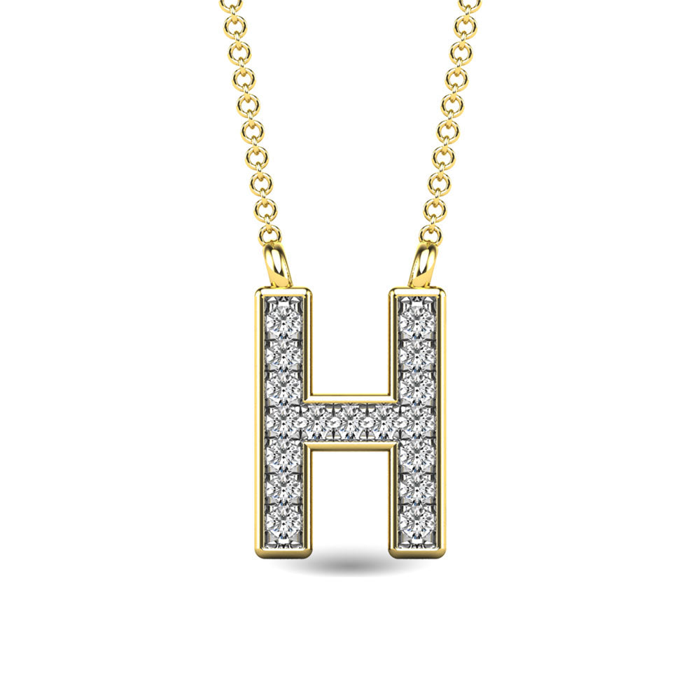Diamond 1/20 Ct.Tw. Letter H Pendant in 10K Yellow Gold""