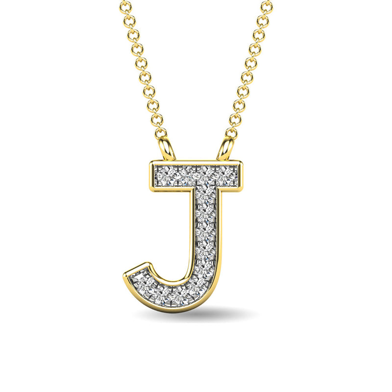 Diamond 1/20 Ct.Tw. Letter J Pendant in 10K Yellow Gold""