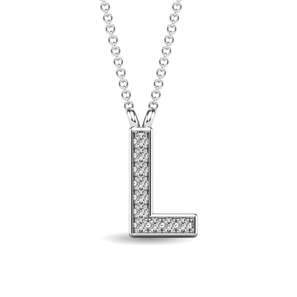 Diamond 1/20 Ct.Tw. Letter L Pendant in 10K White Gold""