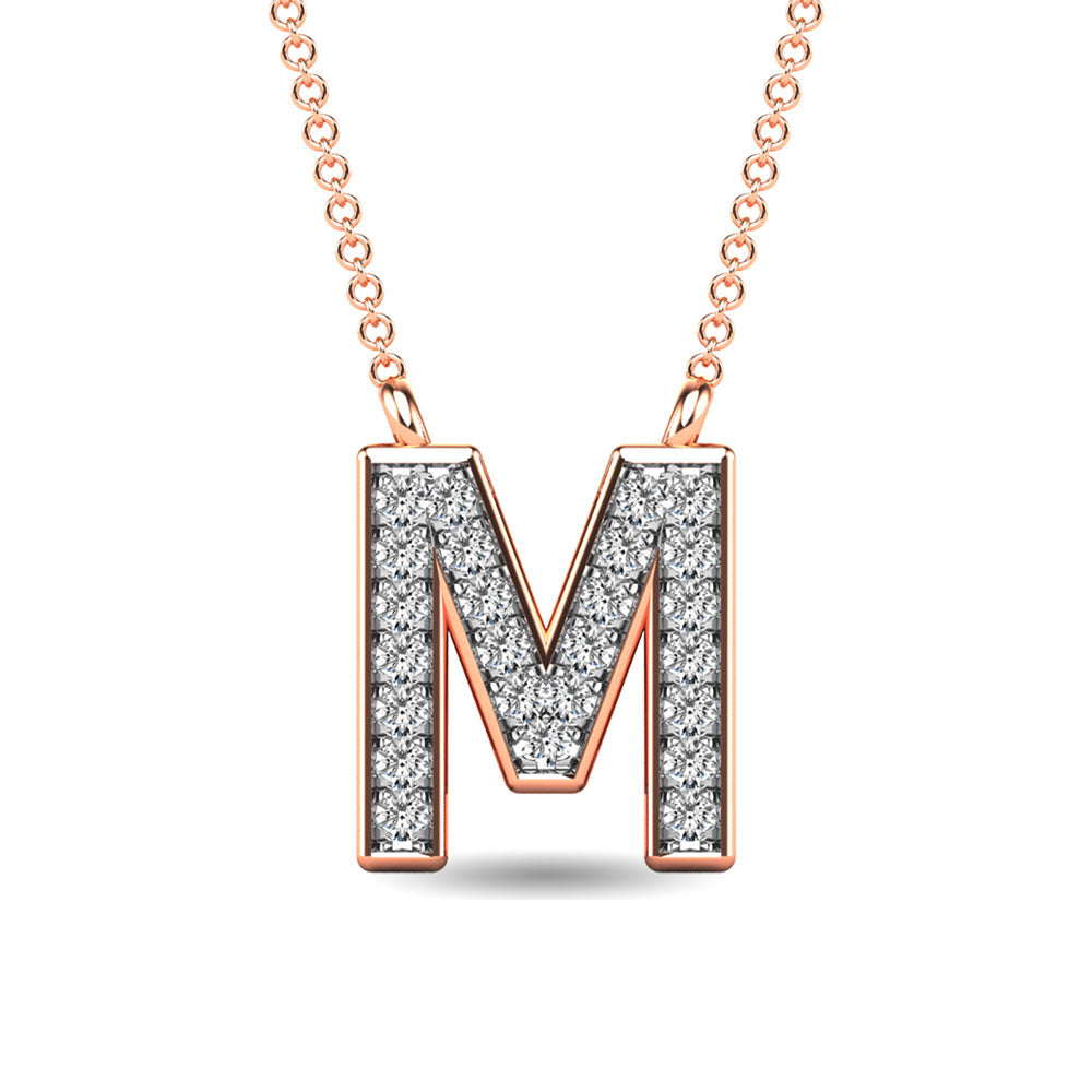 Diamond 1/20 Ct.Tw. Letter M Pendant in 10K Rose Gold""