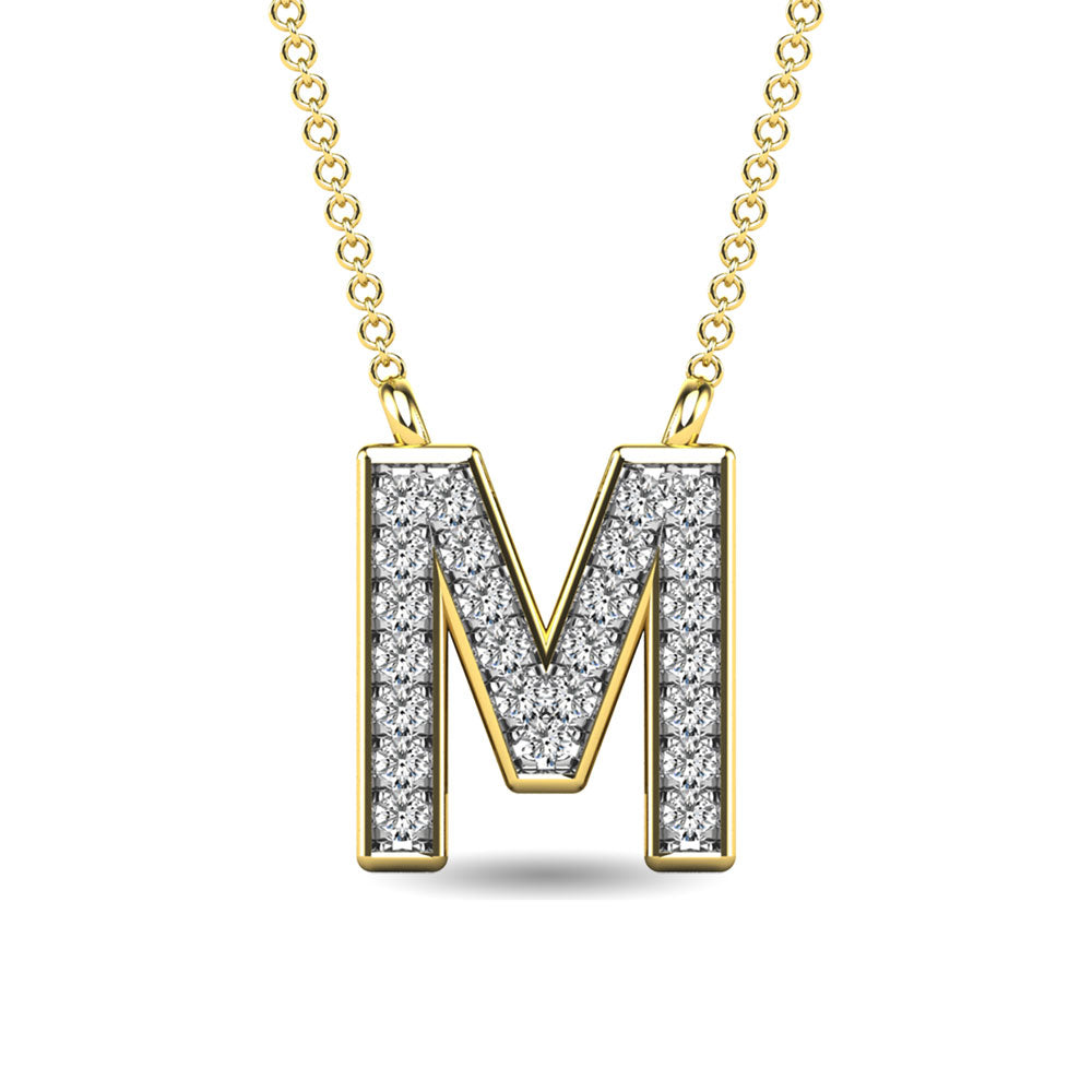 Diamond 1/20 Ct.Tw. Letter M Pendant in 10K Yellow Gold""