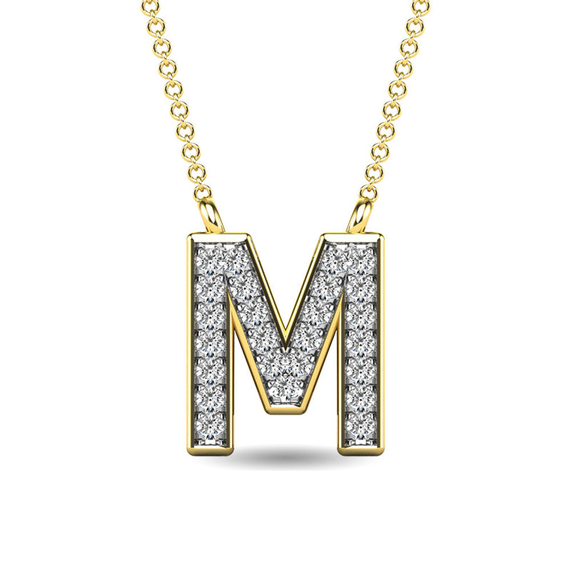Diamond 1/20 Ct.Tw. Letter M Pendant in 10K Yellow Gold""