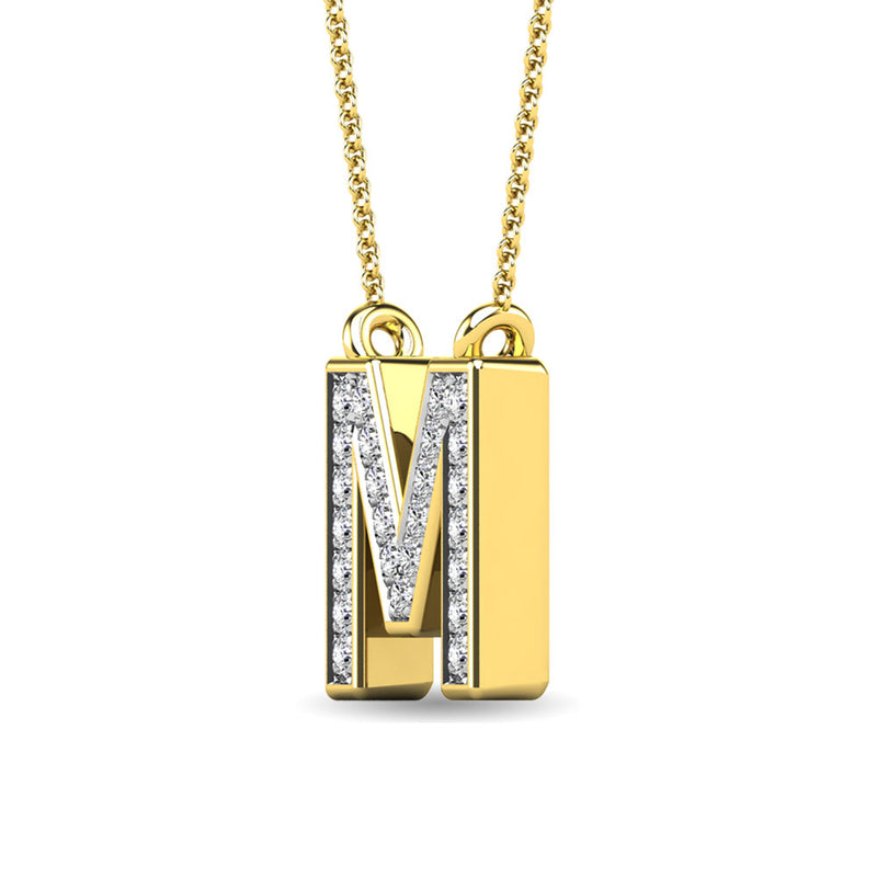 Diamond 1/20 Ct.Tw. Letter M Pendant in 10K Yellow Gold""