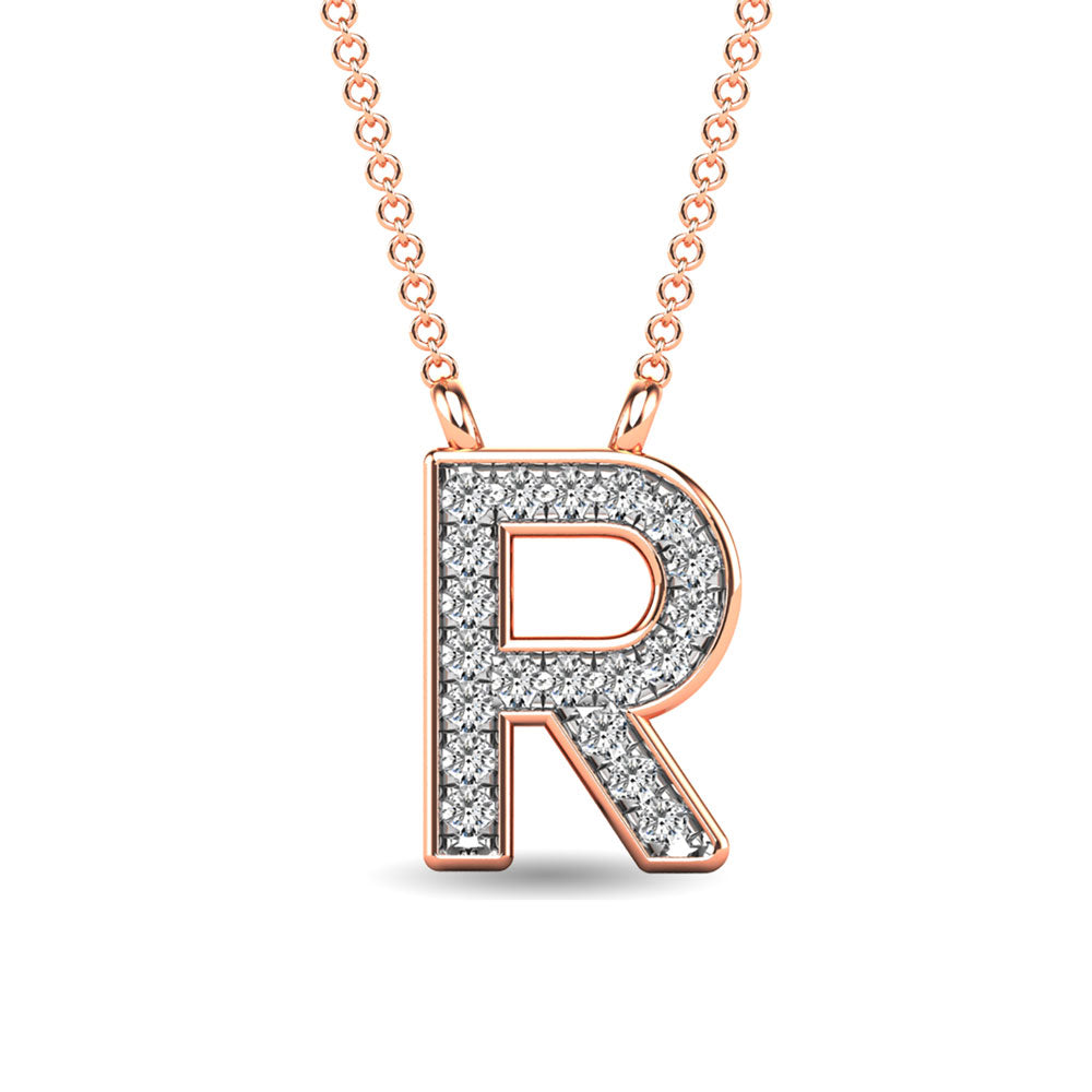 Diamond 1/20 Ct.Tw. Letter R Pendant in 10K Rose Gold""