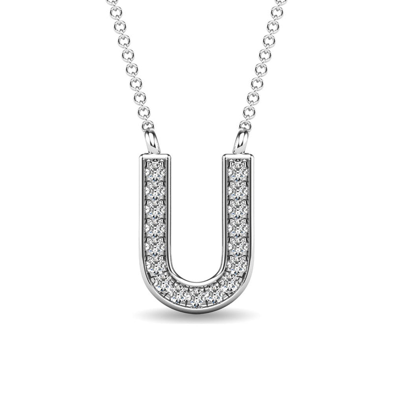 Diamond 1/20 Ct.Tw. Letter U Pendant in 10K White Gold""