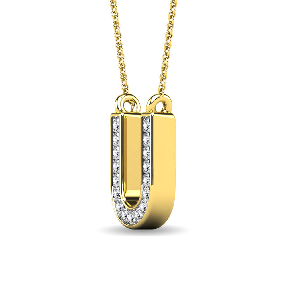 Diamond 1/20 Ct.Tw. Letter U Pendant in 10K Yellow Gold""