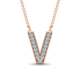 Diamond 1/20 Ct.Tw. Letter V Pendant in 10K Rose Gold""