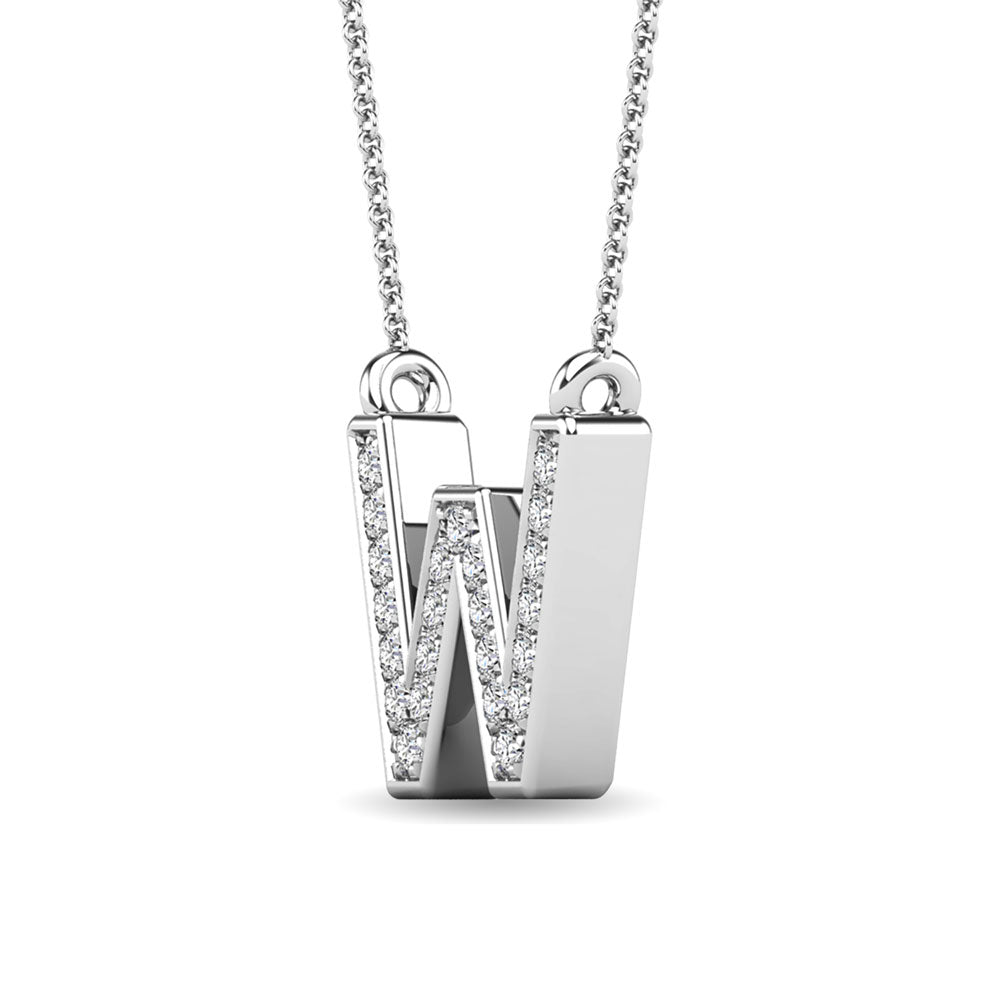 Diamond 1/20 Ct.Tw. Letter W Pendant in 10K White Gold""