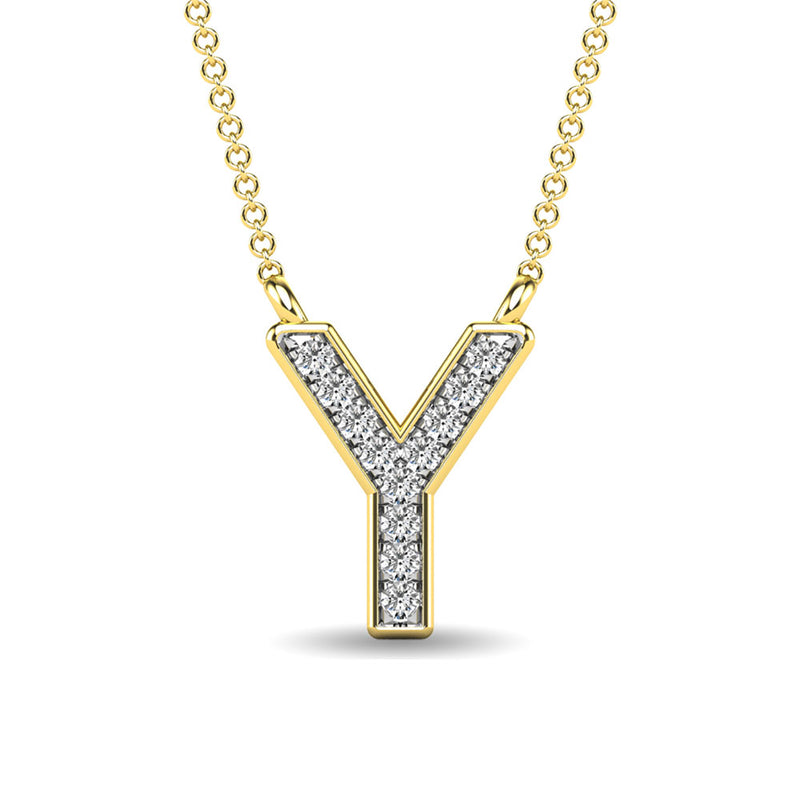 Diamond 1/20 Ct.Tw. Letter Y Pendant in 10K Yellow Gold""