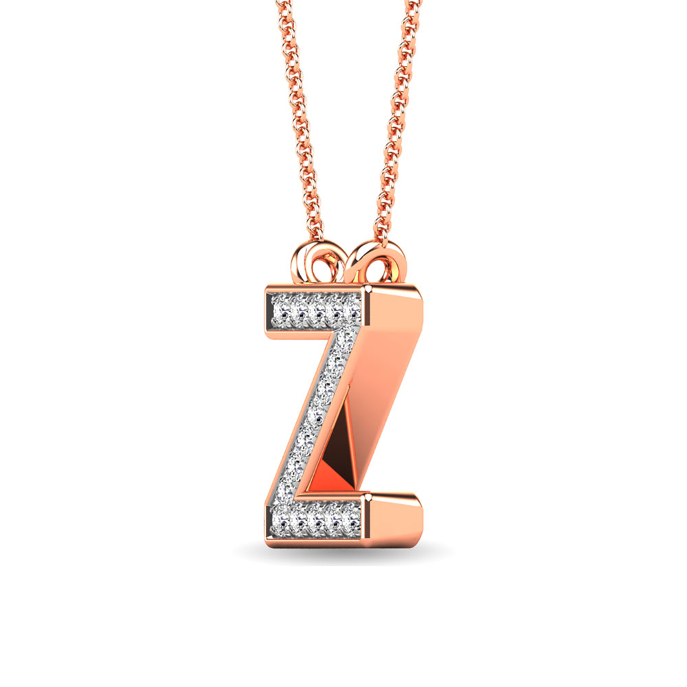 Diamond 1/20 Ct.Tw. Letter Z Pendant in 10K Rose Gold""