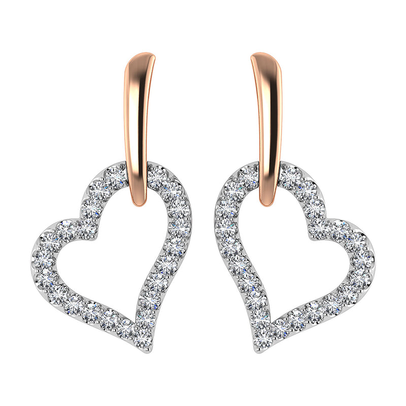 10K Rose Gold 1/5 Ct.Tw. Diamond Heart Earrings