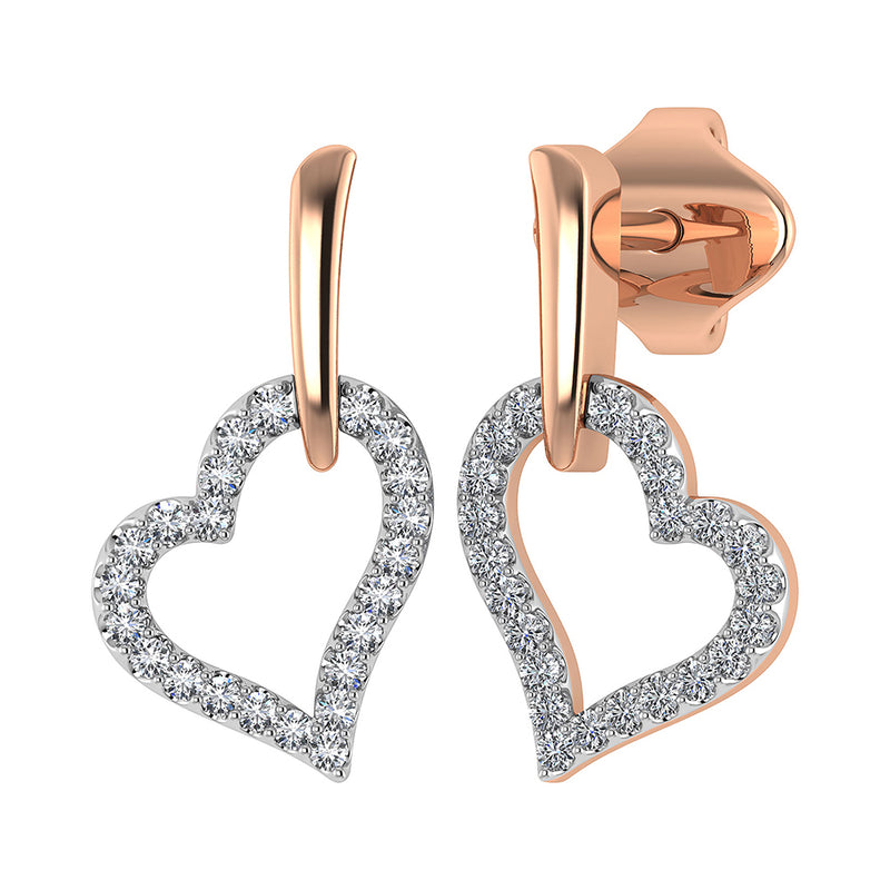 10K Rose Gold 1/5 Ct.Tw. Diamond Heart Earrings