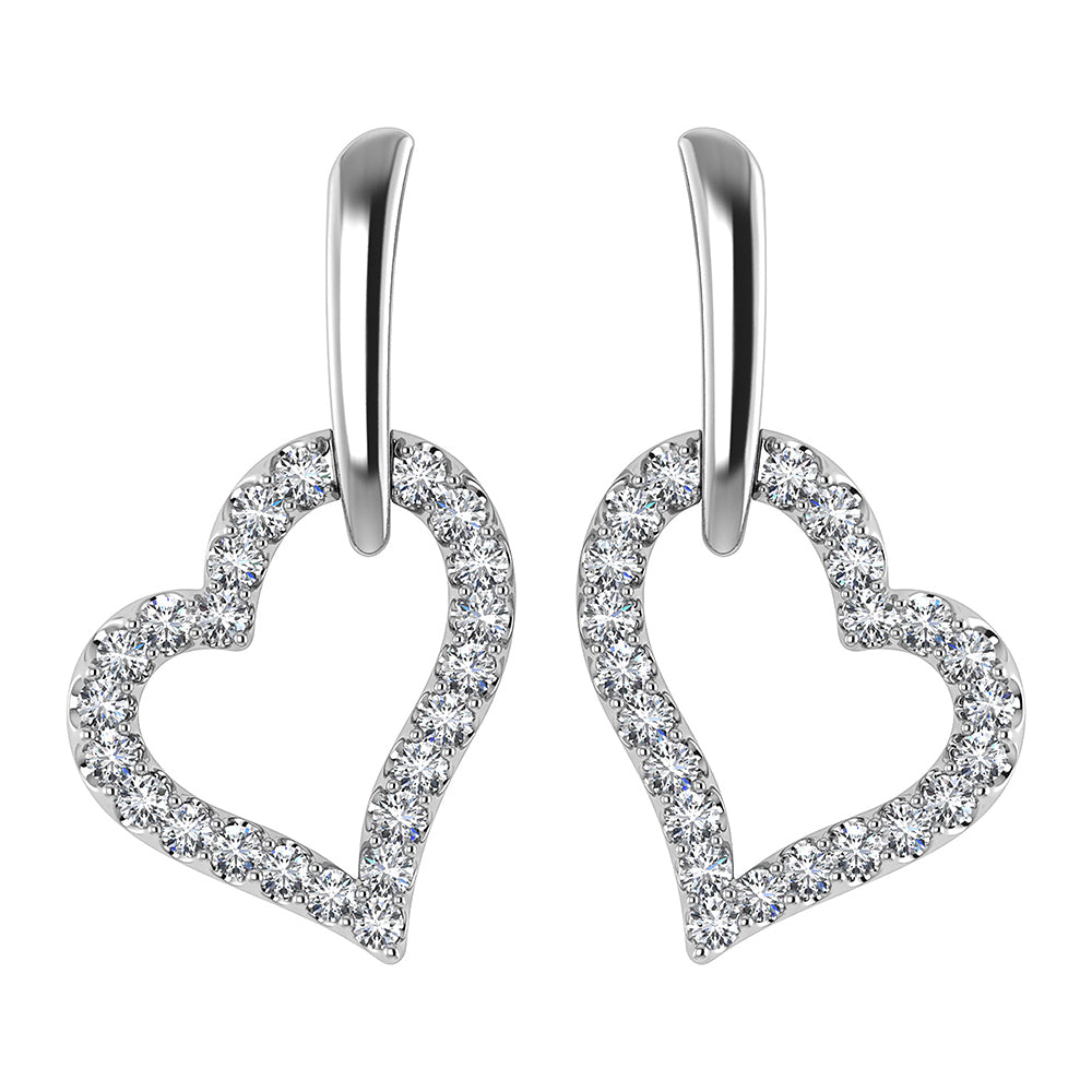 10K White Gold 1/5 Ct.Tw. Diamond Heart Earrings