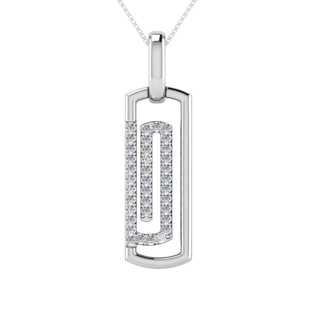 10K White Gold 1/6 Ct.Tw. Round Diamond Paper Clip Pendant