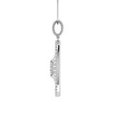 14K White Gold 1 Ct.Tw. Round Diamond Oval Shape Pendant