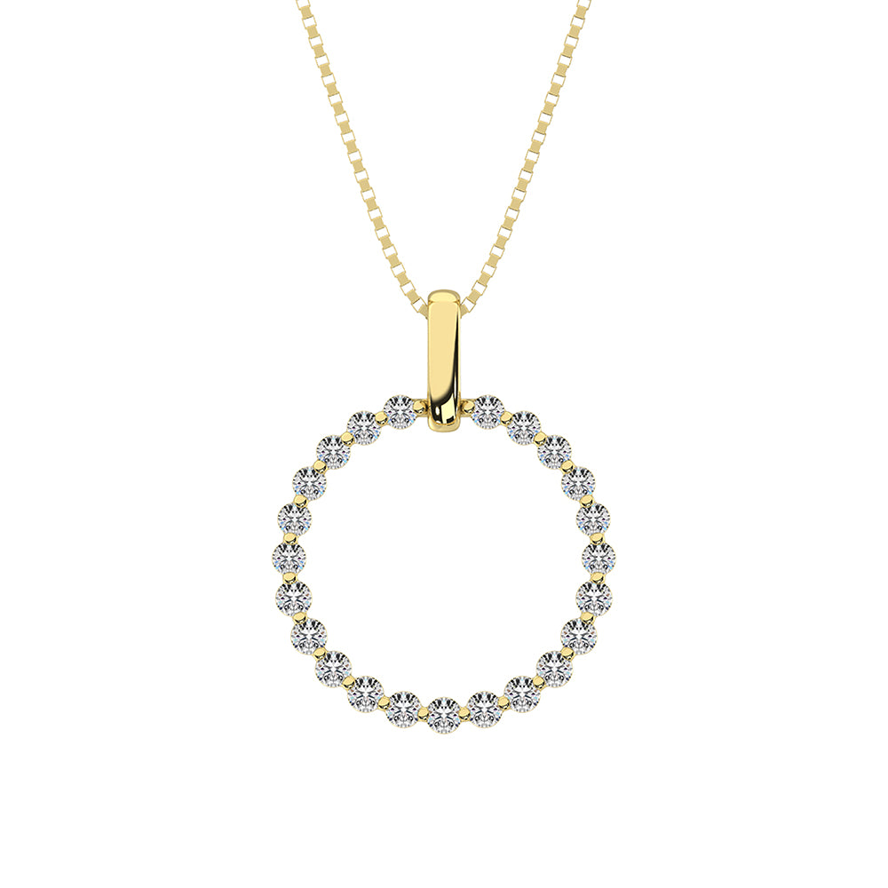 14K Yellow Gold 1/5 Ct.Tw. Diamond Open Circle Pendant