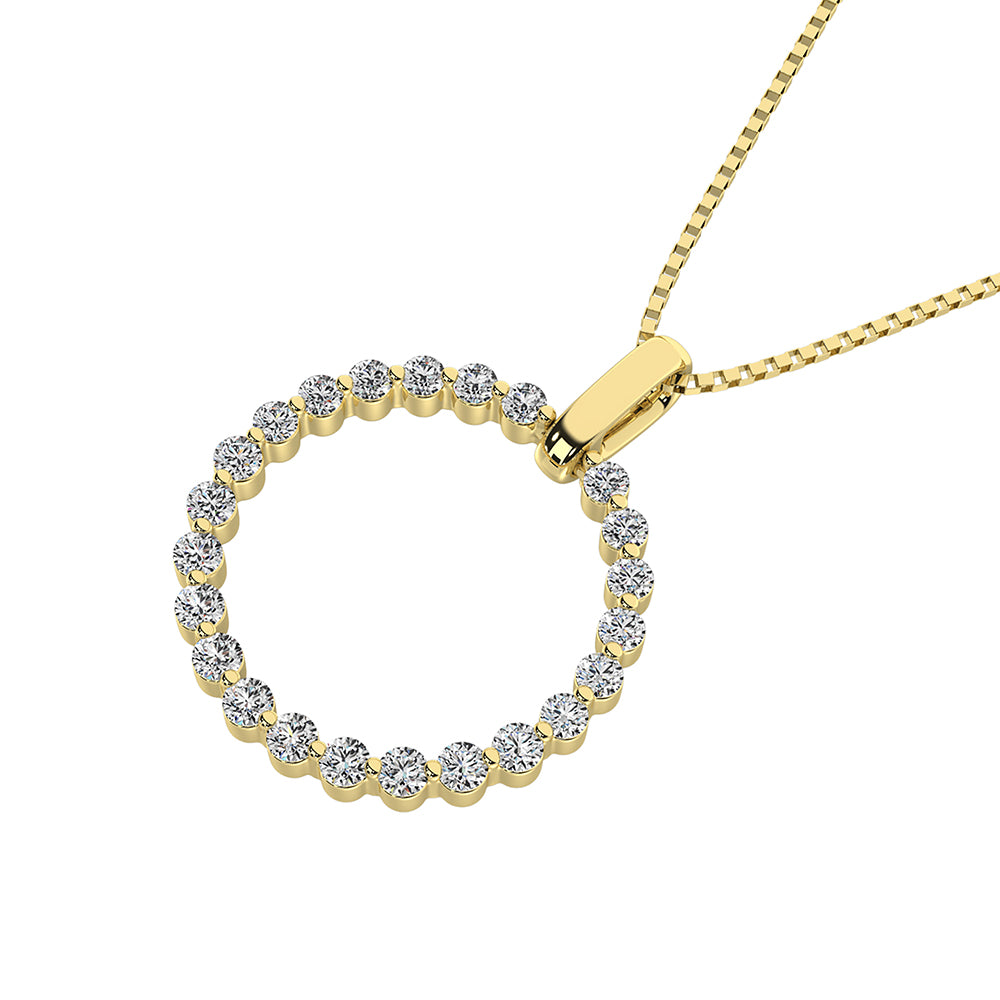 14K Yellow Gold 1/5 Ct.Tw. Diamond Open Circle Pendant