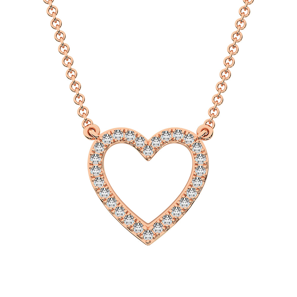 10K Rose Gold 1/4 Ct.Tw. Diamond Heart Necklace