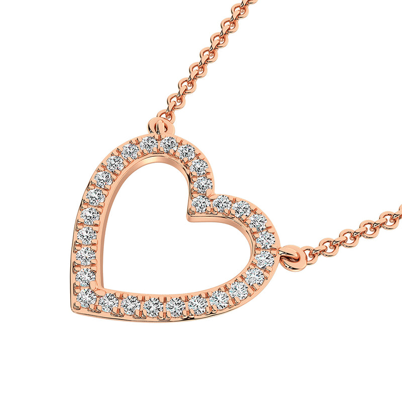 10K Rose Gold 1/4 Ct.Tw. Diamond Heart Necklace