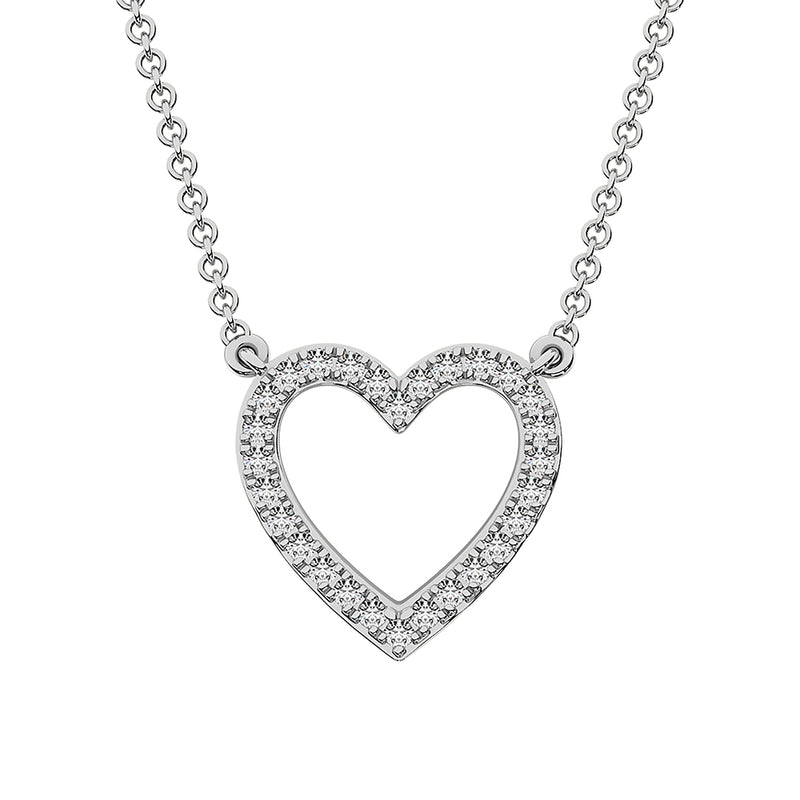 10K White Gold 1/4 Ct.Tw. Diamond Heart Necklace