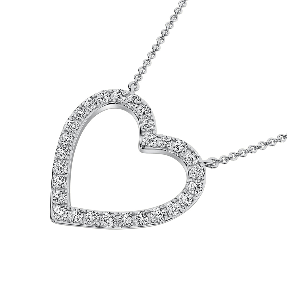 10K White Gold 1/4 Ct.Tw. Diamond Heart Necklace