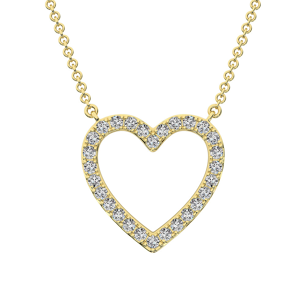 10K Yellow Gold 1/2 Ct.Tw. Diamond Heart Necklace
