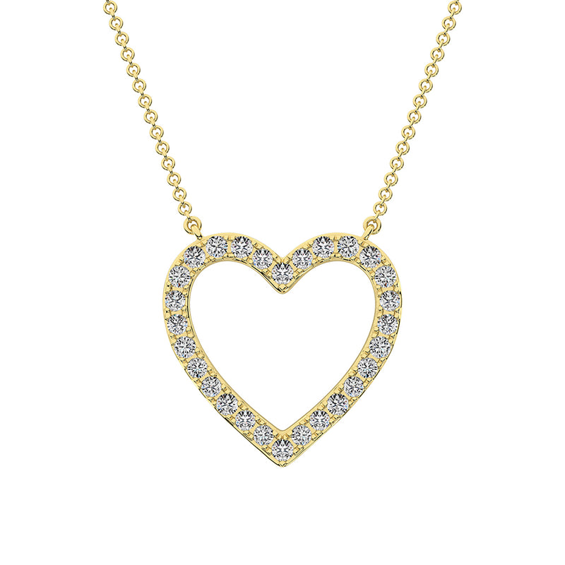 10K Yellow Gold 1/4 Ct.Tw. Diamond Heart Necklace