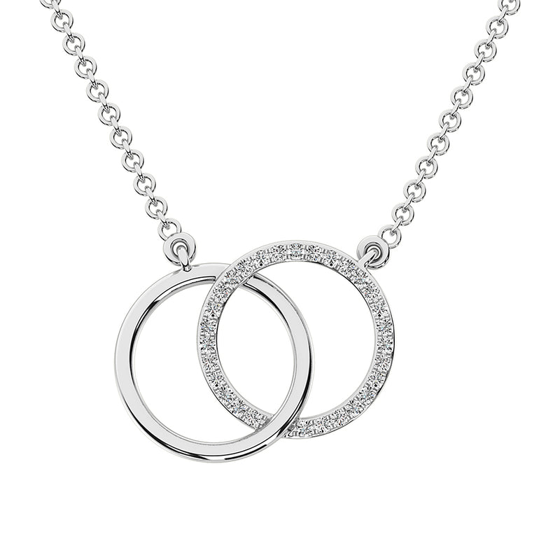 10K White Gold 1/10 Ct.Tw. Diamond Interlinked Circle Necklace