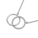 10K White Gold 1/10 Ct.Tw. Diamond Interlinked Circle Necklace