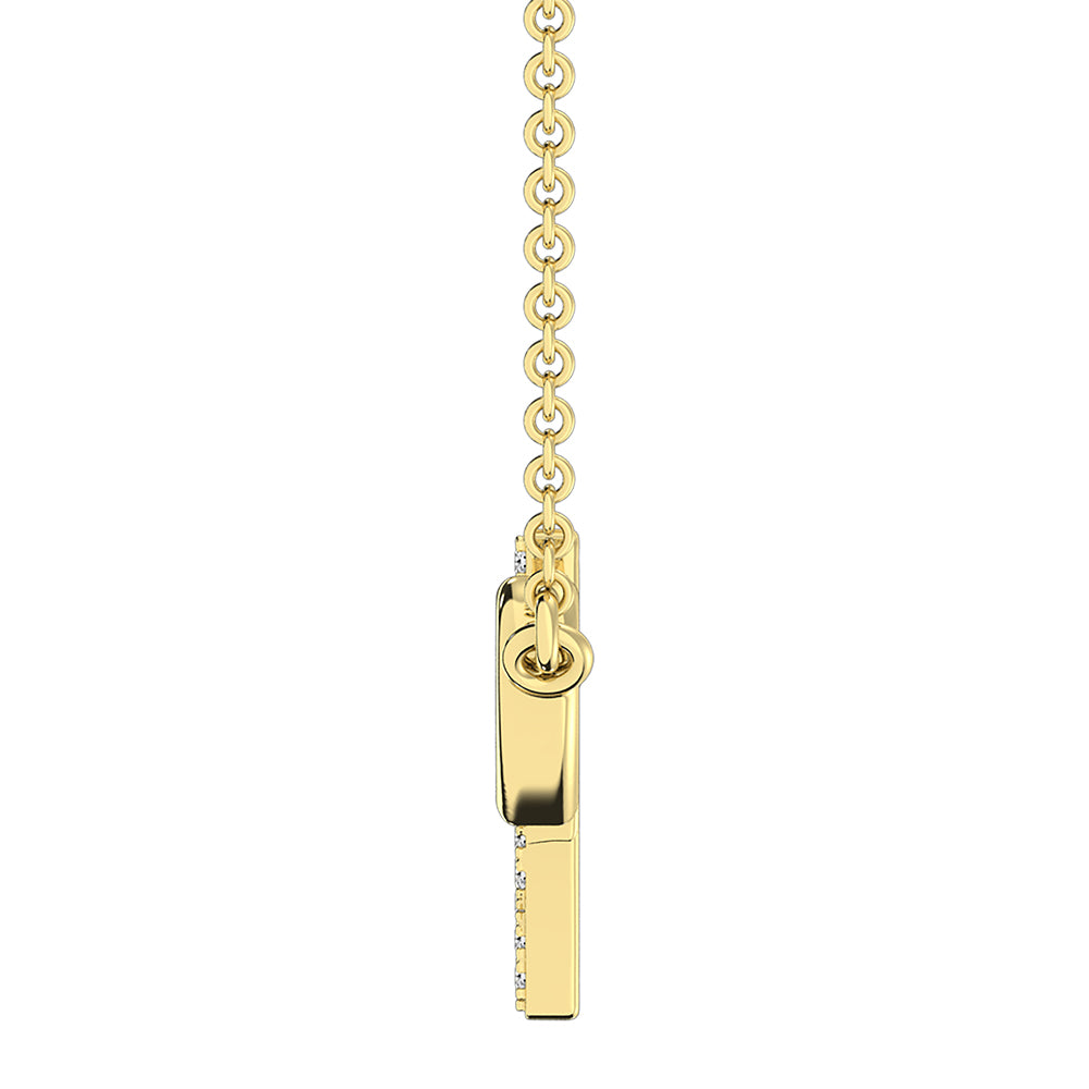 10K Yellow Gold 1/6 Ct.Tw. Diamond Heartbeat Necklace