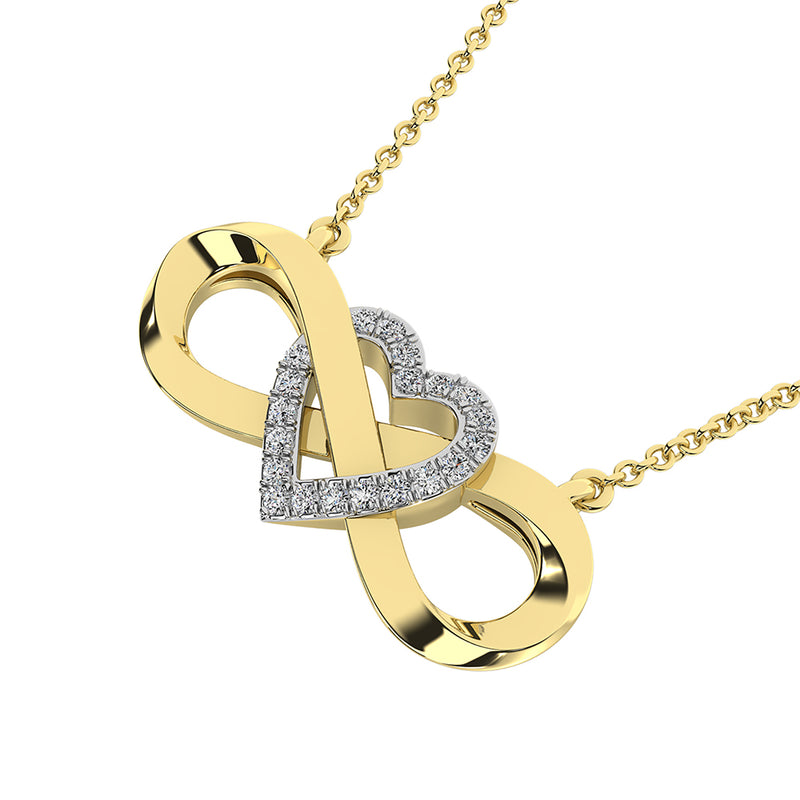 10K Yellow Gold 1/20 Ct.Tw. Diamond Infinity Pendant With Heart