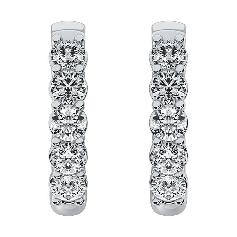 14K White Gold 1/2 Ct.Tw. Diamond Hoop Earrings