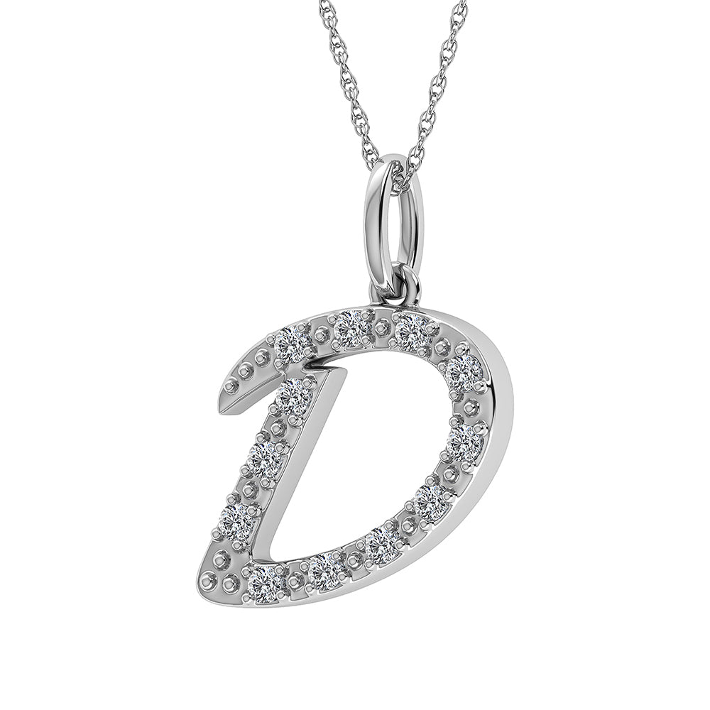 Diamond 1/8 Ct.Tw. Letter D Pendant in 10K White Gold