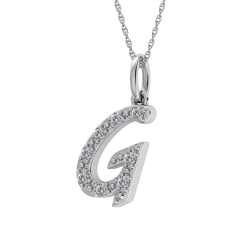 Diamond 1/8 Ct.Tw. Letter G Pendant in 10K White Gold