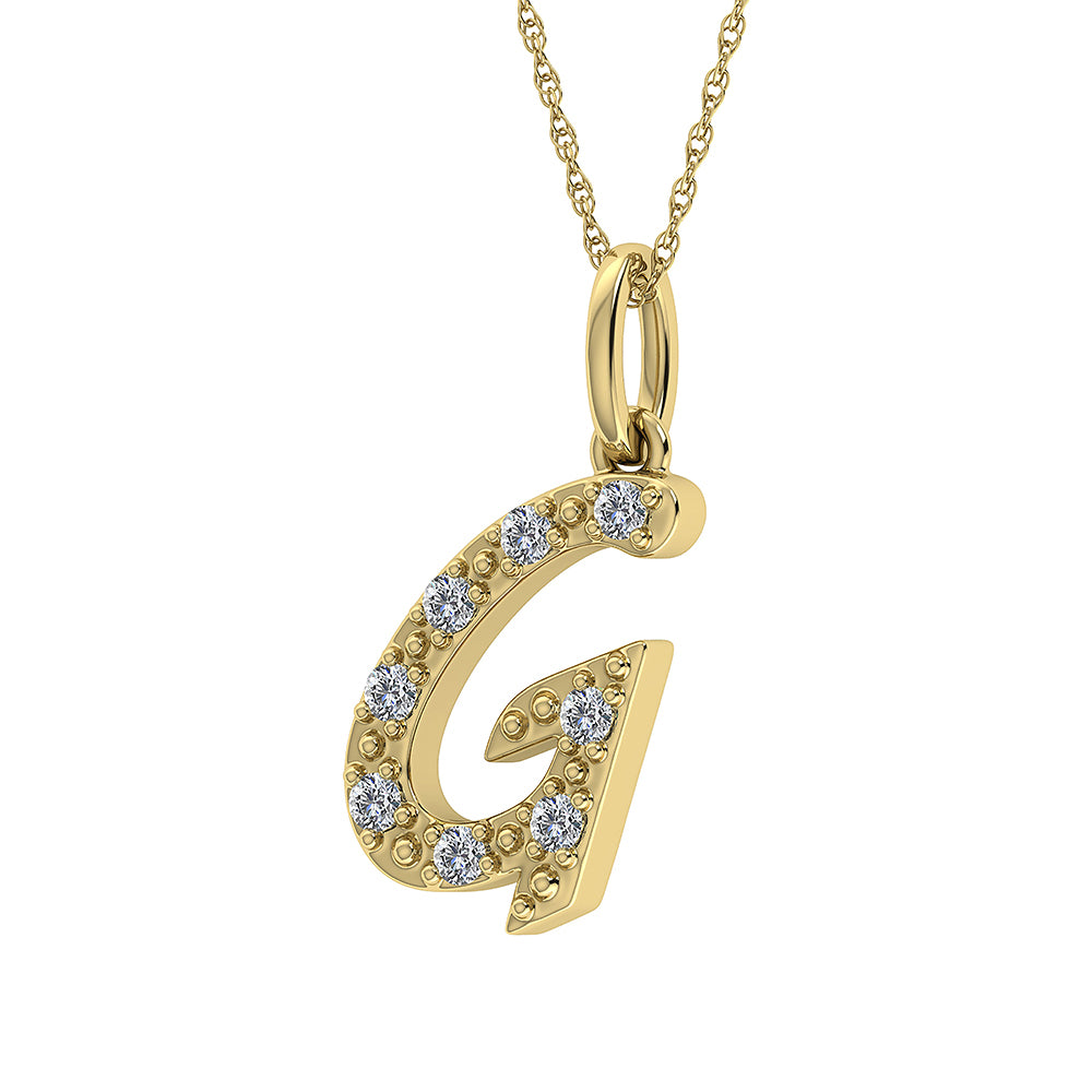 Diamond 1/8 Ct.Tw. Letter G Pendant in 10K Yellow Gold