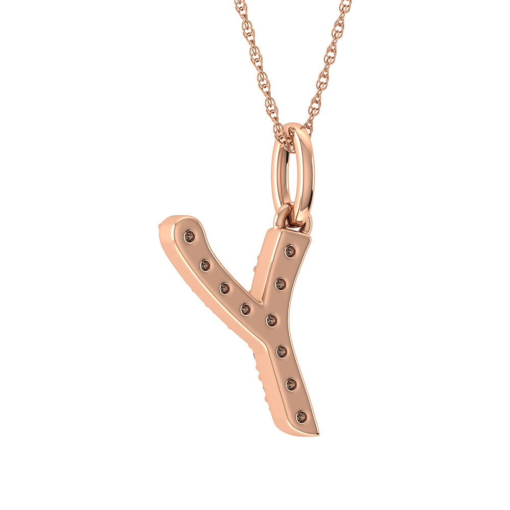 Diamond 1/8 Ct.Tw. Letter Y Pendant in 10K Rose Gold