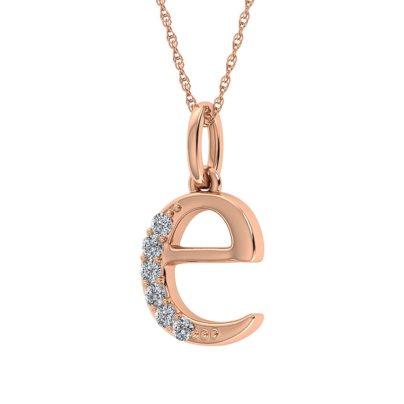 Diamond 1/20 Ct.Tw. Letter E Pendant in 10K Rose Gold