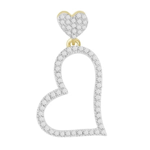 LADIES HEART PENDANT 1/5 CT ROUND DIAMOND 10K YELLOW GOLD (CHAIN NOT INCLUDED)