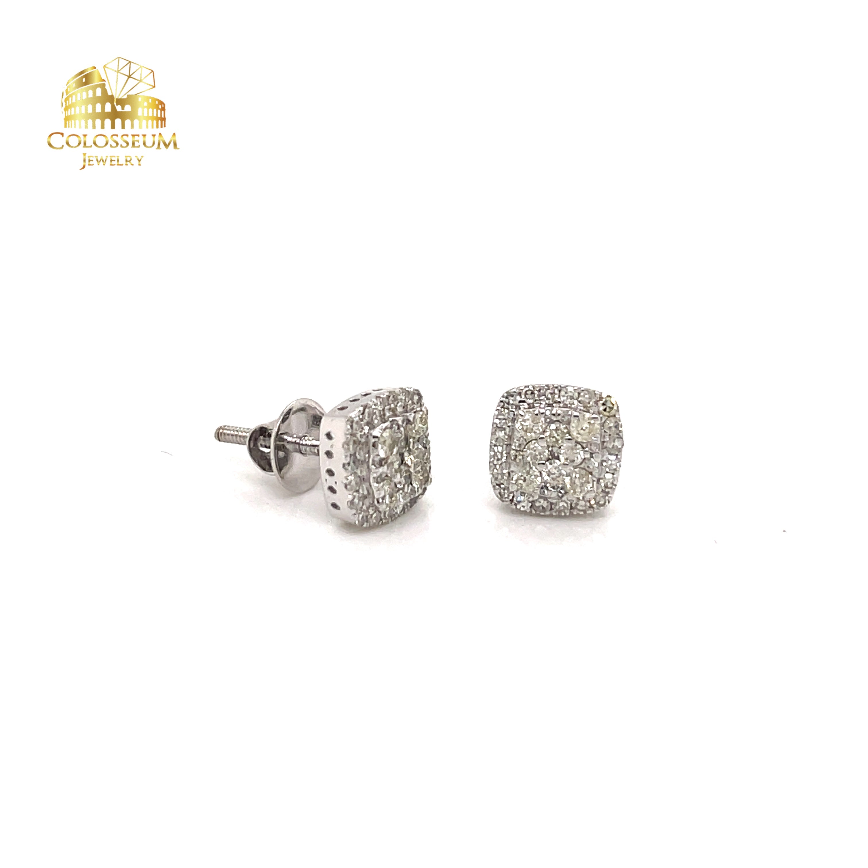Square Shaped Diamond Earrings 0.57ct - 10K White Gold