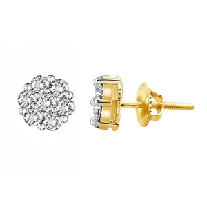 LADIES EARRING 3/4 CT ROUND DIAMOND 14K YELLOW GOLD