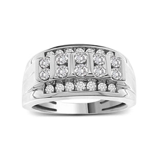 MEN'S RING  SET 1 CT ROUND DIAMOND 10K WHITE GOLD