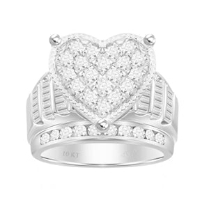 LADIES RING 1/2 CT ROUND DIAMOND 10K WHITE GOLD