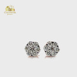 10K  Diamond Flower Cluster Earrings 1.00ctw - with Certificate