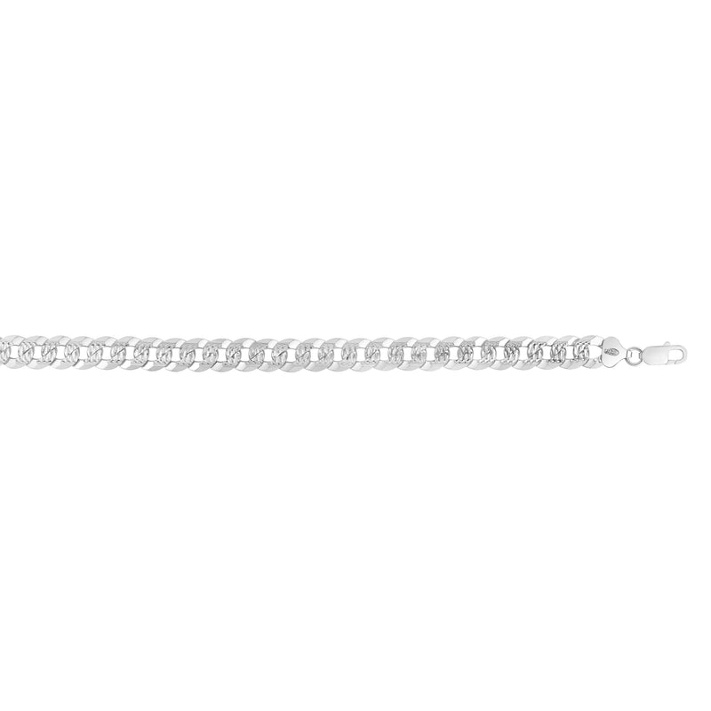 Silver 9.3mm White Pave Curb Chain