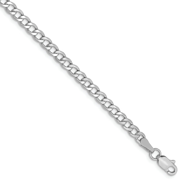 14k WG 3.35mm Semi-Solid Curb Chain Anklet