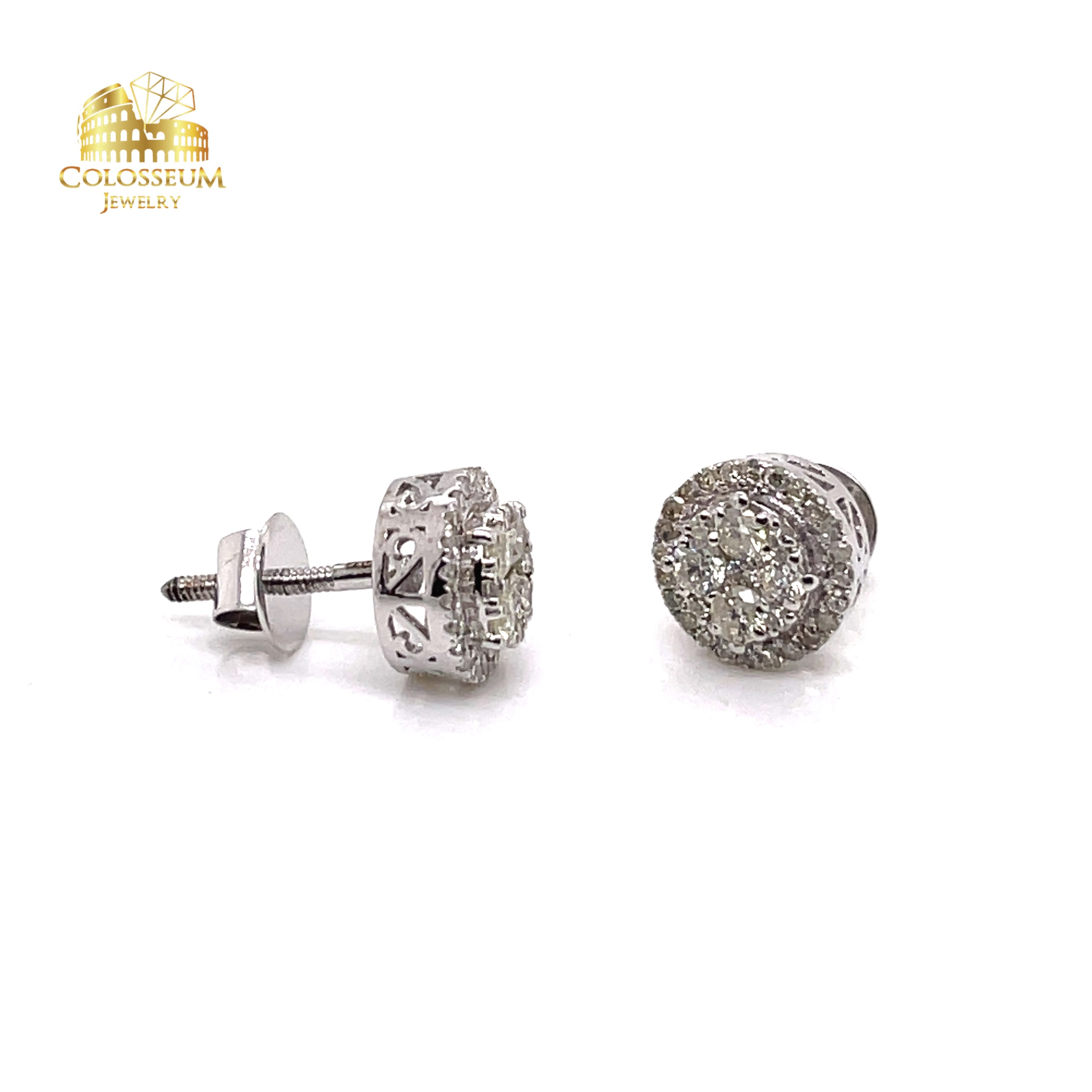 Round Shaped Diamond Earrings 0.70ct - 10K White Gold