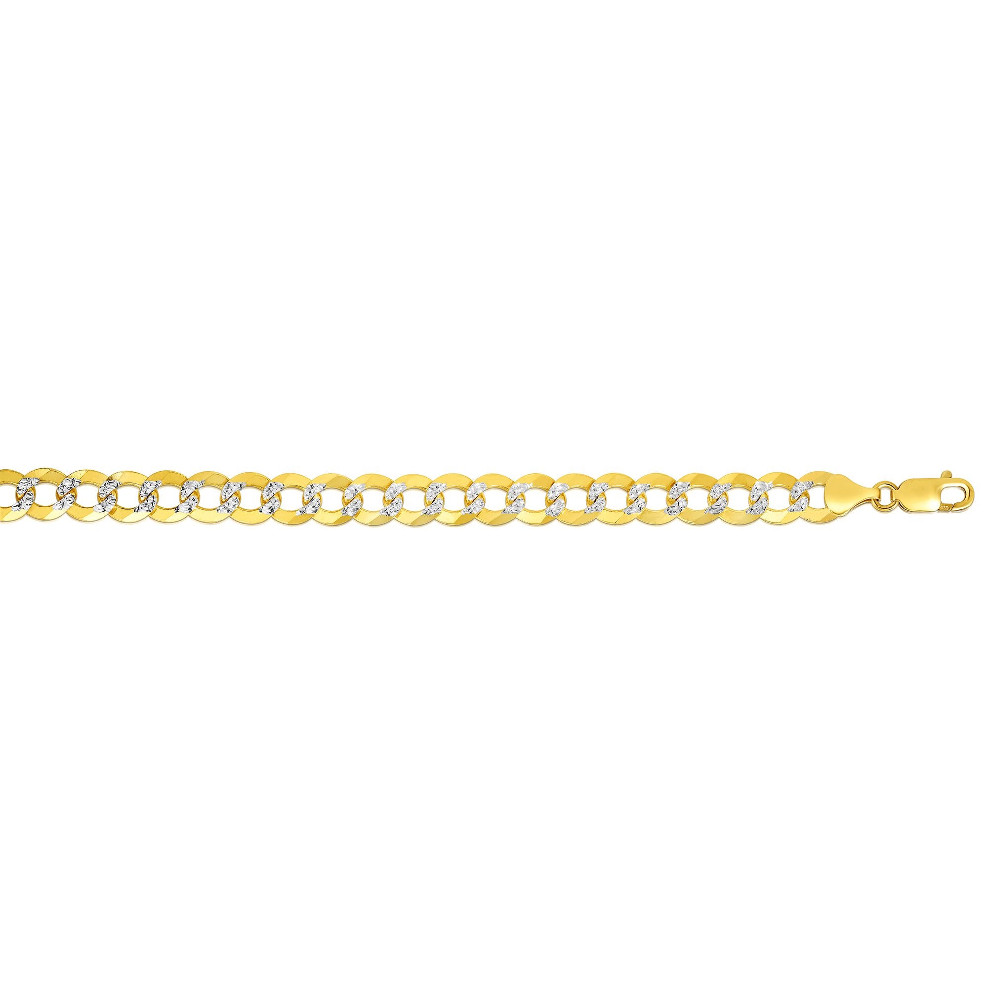 14K Gold 8.3mm White Pave Curb Chain