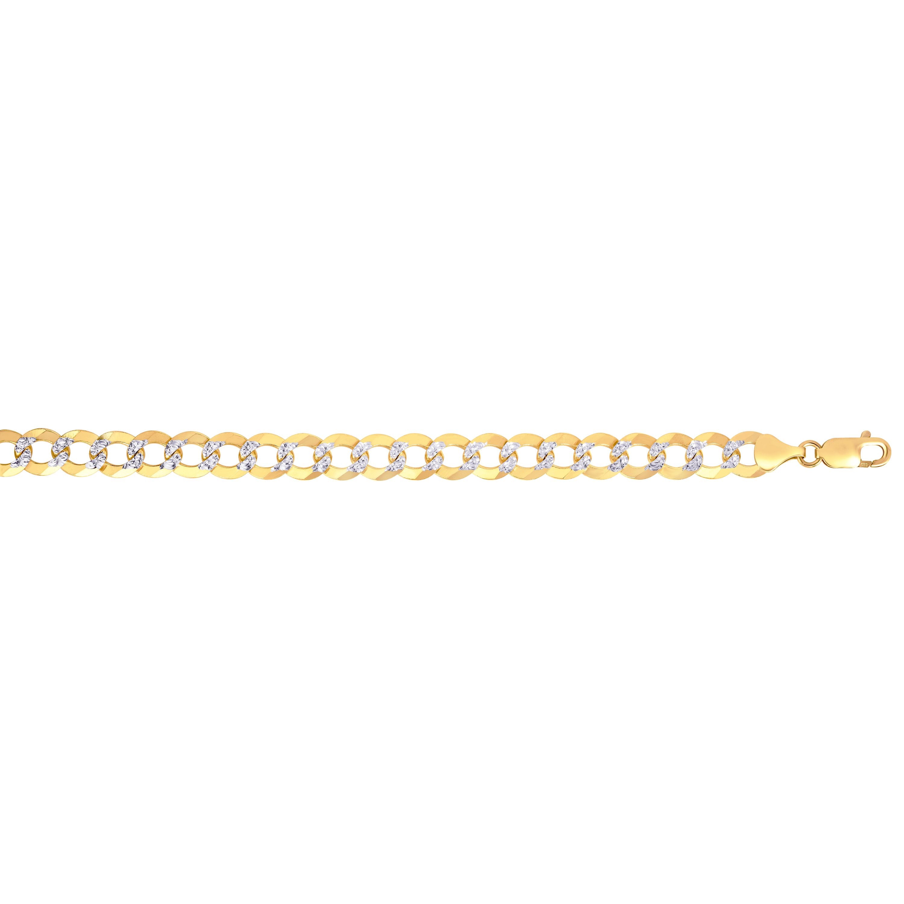 14K Gold 12.18mm White Pave Curb Chain