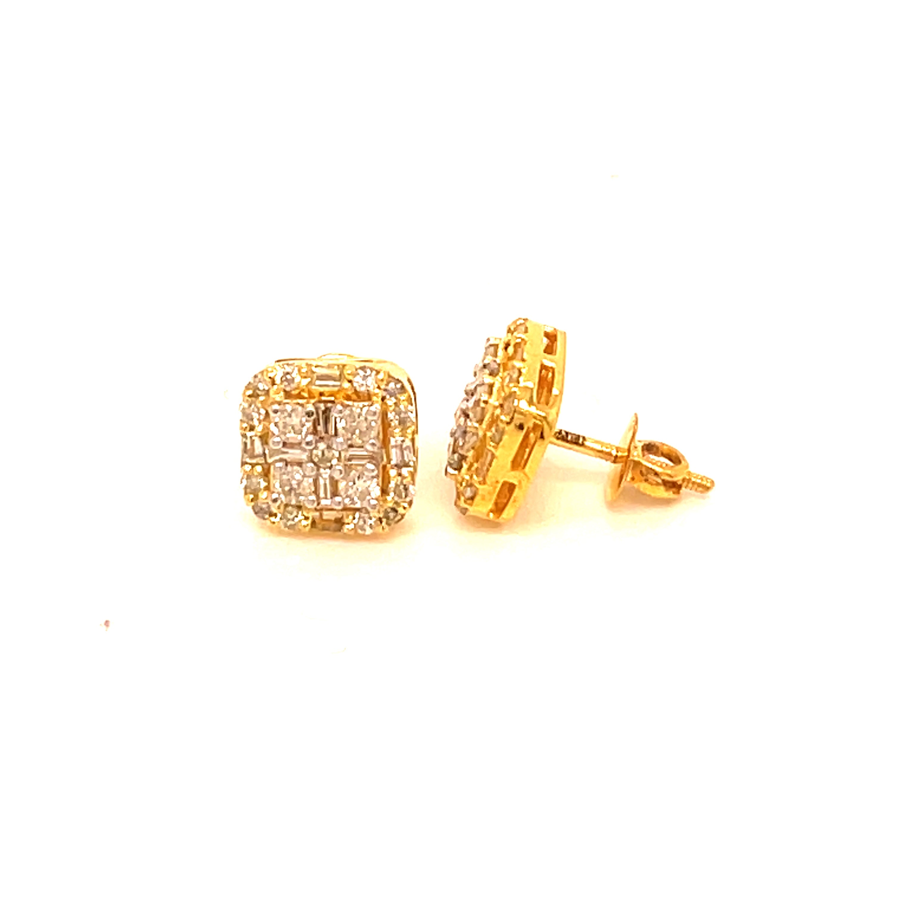 10K Yellow Gold 0.60 CT Diamond Earrings
